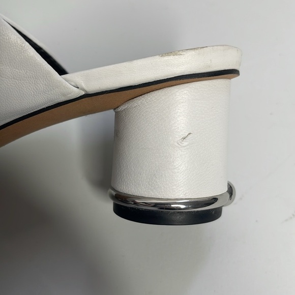 Rebecca Minkoff Aceline Leather Cylinder Heel Mule Sandals in White Size 7 - Picture 5 of 8